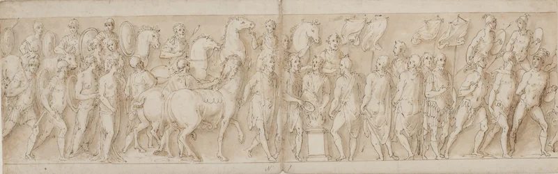 Gefangene Frauen werden weggeführt (Ende von LXXIII); Parade der Leibwache (LXXIV); Marcus Aurelius opfert an einem Altar (LXXV); Marcus Aurelius beobachtet einen Angriff (Beginn von LXXVI)