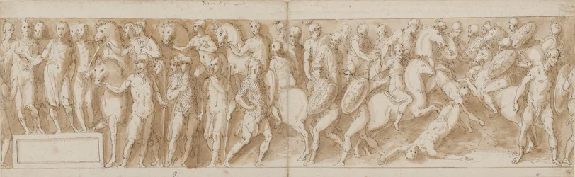 Marcus Aurelius erhält einen Bericht über die Gefangennahme der Frauen (LXXXVI); Marcus Aurelius kommt von einem Marsch zurück (LXXXVII); ein deutscher Häuptling wird weggeführt (LXXXVIII); die letzten Männer des Häuptlings fallen (von einer Brücke, die Gu