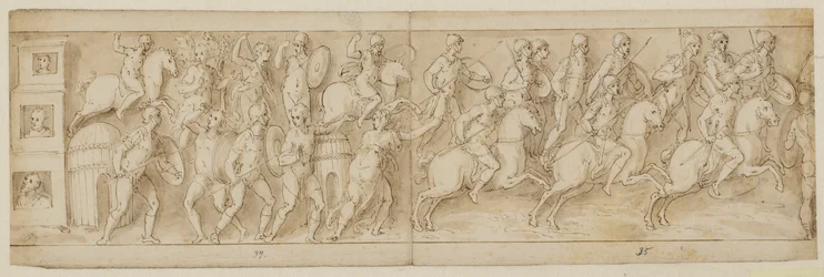 Drei Sänften (Ende von XLII); die Römer greifen die Behausung eines Häuptlings an (XLIII); die Römer marschieren zurück ins Lager (XLIV)