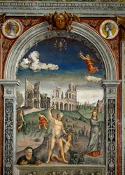 Sternzeichen: „Krebs“ mit Medaillons der Kaiser Galba und Otho. Szene mit Herkules und der Hydra von Lerna