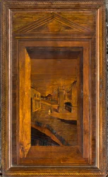 Lignaeanischer Kanonischer Chor, Intarsien von Giovanni Maria Platina 1484, Oberer Stuhl