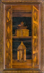 Lignaeanischer Kanonischer Chor, Intarsien von Giovanni Maria Platina 1484, Oberer Stuhl