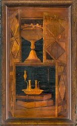 Lignaeanischer Kanonischer Chor, Intarsien von Giovanni Maria Platina 1484, Oberer Stuhl