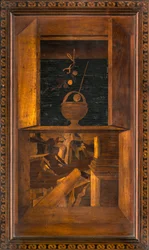 Kanonischer Chor aus Holz, Intarsien von Giovanni Maria Platina 1484, Oberer Stall