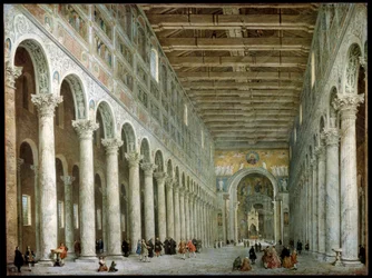 Innenraum der Basilika Sankt Paul vor den Mauern in Rom, um 1750