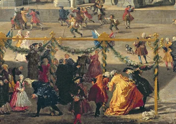 Vorbereitung für das Feuerwerk auf der Piazza Navona, Rom, zur Feier der Geburt des Dauphins, 1729 (Detail)