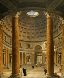 Das Innere des Pantheons in Rom, vom Hauptaltar nach Norden zum Eingang gesehen, 1732