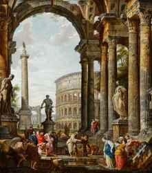 Der Philosoph Diogenes wirft seine Schale fort