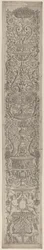 Ornamenttafel: Zwei Sphinxe, die Schilde stützen