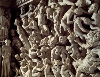 Detail der Reliefs des Stuhls: Die Verdammten (Detail)