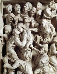 Detail der Reliefs des Stuhls: Der Kuss des Judas (Detail)