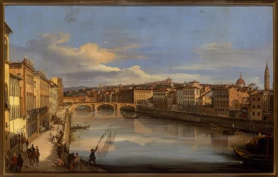 Ein Blick auf den Arno und die Ponte Vecchio, Florenz