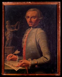 Porträt von Christian Joseph Lidarti, österreichischer Komponist und Harfenist. Gemälde von Giovanni Stella. 18. Jahrhundert. Bologna, Civico Museo Bibliografico