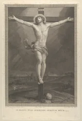 Der ans Kreuz geschlagene Christus, ein Totenschädel am Fuß des Kreuzes, ca. 1770-1803