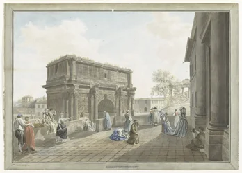 Gezicht op de Boog van Septimius Severus te Rome