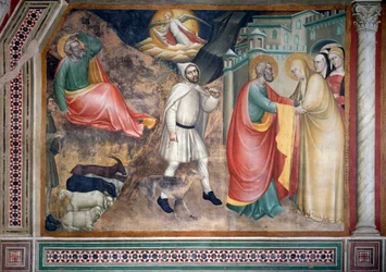 Das Leben der Jungfrau: die Verkündigung an Joachim und Begegnung mit der Heiligen Anna am Goldenen Tor (Fresko)