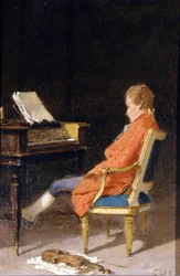 Porträt von Wolfgang Amadeus Mozart am Klavier