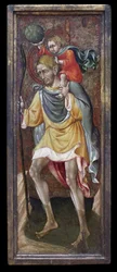 Der heilige Christophorus trägt Jesus Christus auf seinen Schultern. Gemälde von Giovanni Di Paolo Di Grazia (Giovanni dal Poggio)