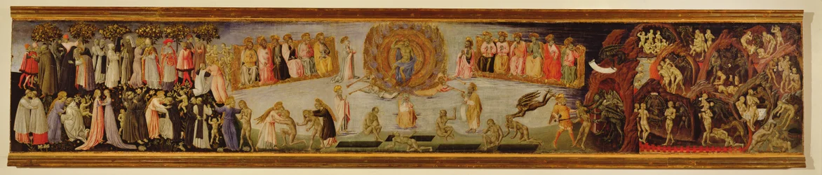 Das Jüngste Gericht, Predella-Panel, das Himmel und Hölle darstellt