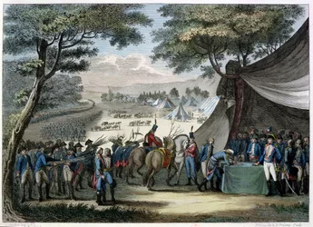Befriedung der Vendée durch General Hoche (1768-97) 20. April 1795 (Farbstich)