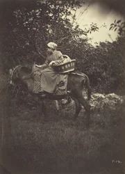 Bäuerin reitet auf einem Esel, 1870