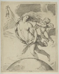 Fortuna fliegt über den Globus, ca. 1660-80