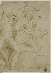 Antikes Sarkophagrelief mit den Arbeiten des Herkules