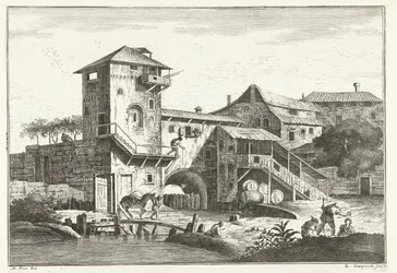 Haus mit Turm am Wasser