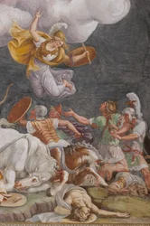 Eine Schlacht, Detail, Das Trojanische Pferd, Kammer von Troja (Sala di Troia)