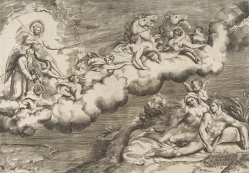 Eine Allegorie der aufgehenden Sonne, ein nackter Mann in einem Leichentuch und begleitet von Vater Zeit (1531-76)