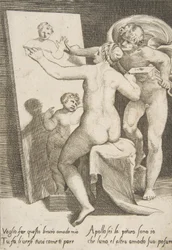 Apollo neben einer Frau, die eine Allegorie der Malerei darstellt, aus 