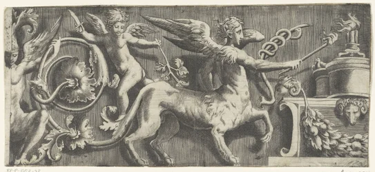 Fries mit Sphinx und Putto am Altar