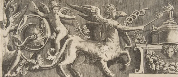 Ornamentfries mit geflügeltem Zentaur