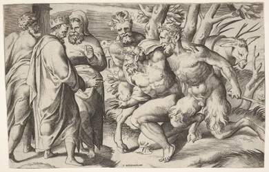 Zwei Satyrn führen Silenus zu König Midas, ca. 1550-80
