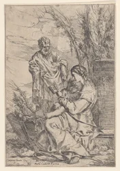 Die Heilige Familie mit der Jungfrau, die ein Buch liest