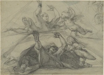 Deckenstudien eines Propheten und eines Putto von unten gesehen