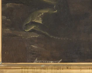 Signatur, Detail, Jungfrau Maria mit Kind und Heiliger Firmus und Heiliger Rusticus (Detail)