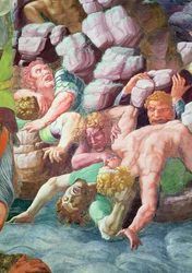 Sala dei Giganti, Detail der Zerstörung der Giganten durch Jupiters Blitze, 1536 (Detail)