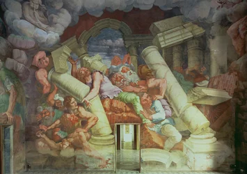 Sala dei Giganti, Detail der Zerstörung der Giganten durch Jupiters Blitze, 1536 (Detail)