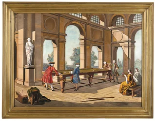 Eine kaiserliche Plakette der Billardspieler, ca. 1752-55