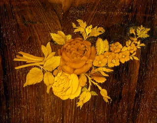 Blumenstrauß, Detail der Intarsienarbeit eines Tisches der Schule von Giuseppe Maggiolini, Italien, Ende des 18. Jahrhunderts