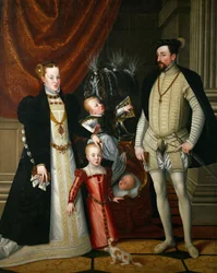 Der Heilige Römische Kaiser Maximilian II. von Österreich 1527-1576 und seine Gemahlin, die Infantin Maria von Spanien, mit dem