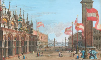 Blick auf den Markusplatz in Venedig mit dem Dogenpalast und dem Campanile, 1828
