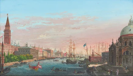 Ansicht des Canal Grande, Venedig, mit dem Palazzo Ducale und der Salute