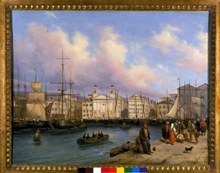 Ansicht des Hafens von Triest, Gemälde von G. Canelia