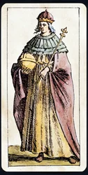 Die Päpstin Johanna dargestellt auf einem Tarotspielmanuskript von C.M. Mitelli