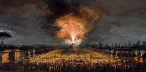 Feier in Cascine zu Ehren von Ferdinand III., Vulkan bei Nacht