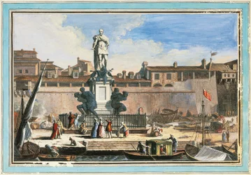 Ansicht von Livorno: Denkmal Quattro Mori (Die vier Mohren), Illustration