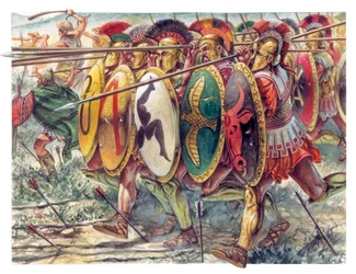 Antikes Griechenland: Hopliten, schwer bewaffnete Infanterie - Antikes Griechenland: Hopliten - Illustration von Giuseppe Rava