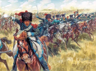 Erstes Kaiserreich: 16. Regiment der leichten Kavallerie der Großen Armee - Illustration von Giuseppe Rava
